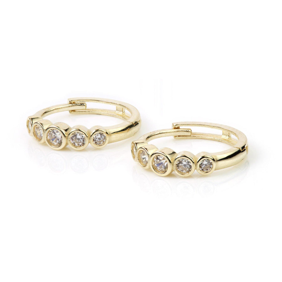 9ct Gold Graduated Crystal 12mm Cartilage Huggie Hoop Earring - ZuZu Jewellery