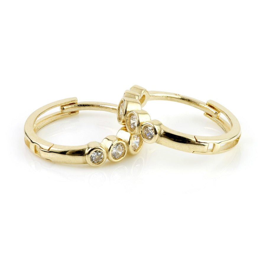 9ct Gold Graduated Crystal 12mm Cartilage Huggie Hoop Earring - ZuZu Jewellery