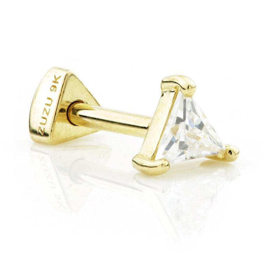 9ct Gold Jewelled Triangle Cartilage Bar - ZuZu Jewellery