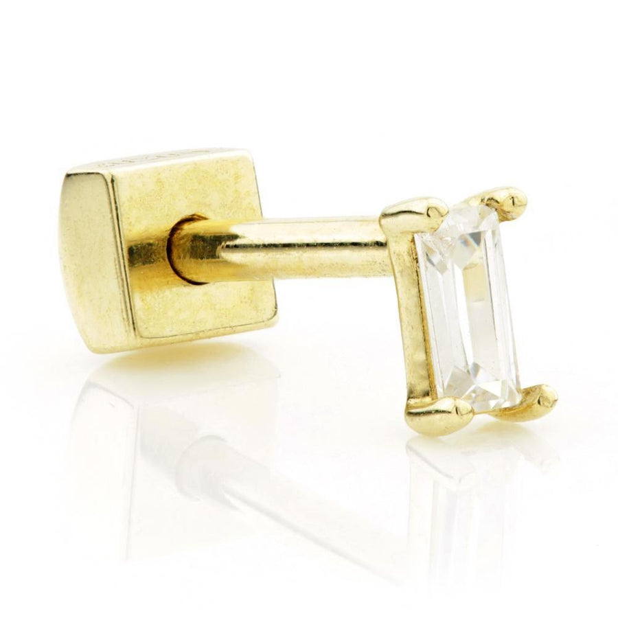 9ct Gold CZ Rectangle Cartilage Bar - ZuZu Jewellery