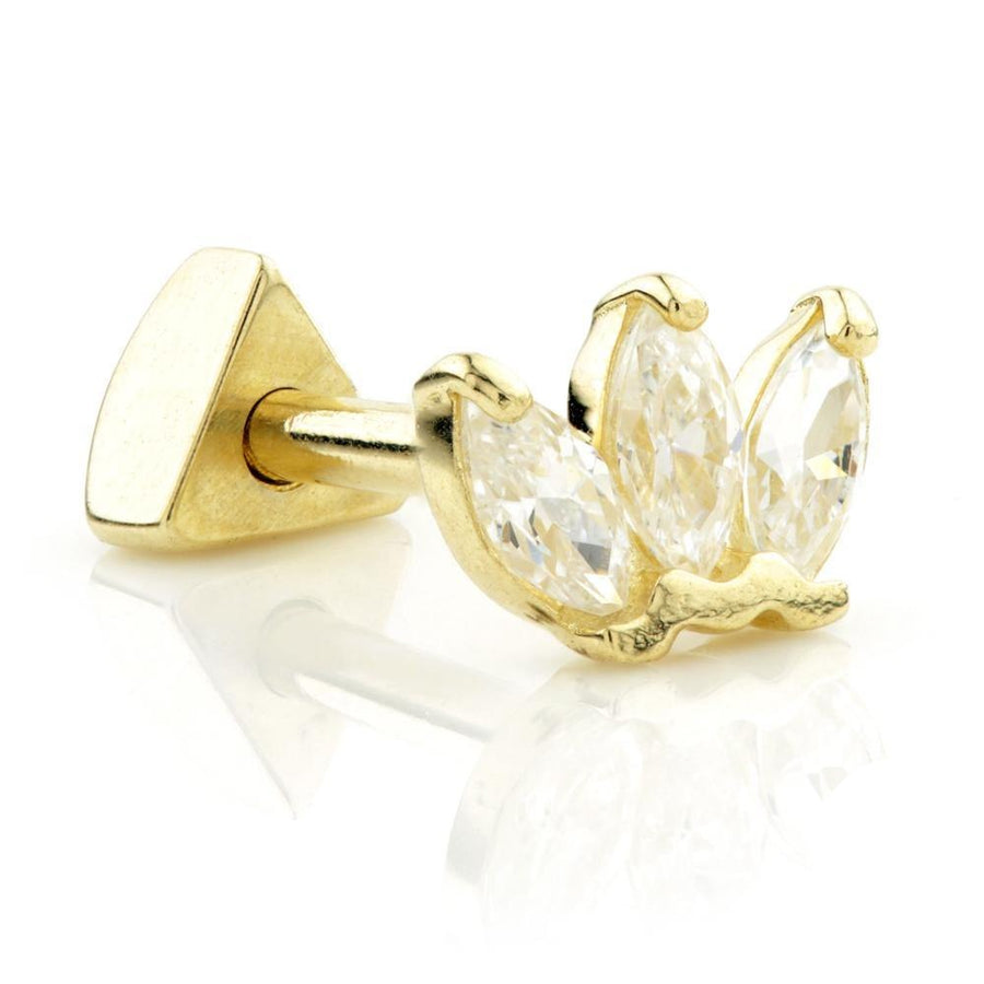 9ct Gold Jewelled Crown Cartilage Bar - ZuZu Jewellery