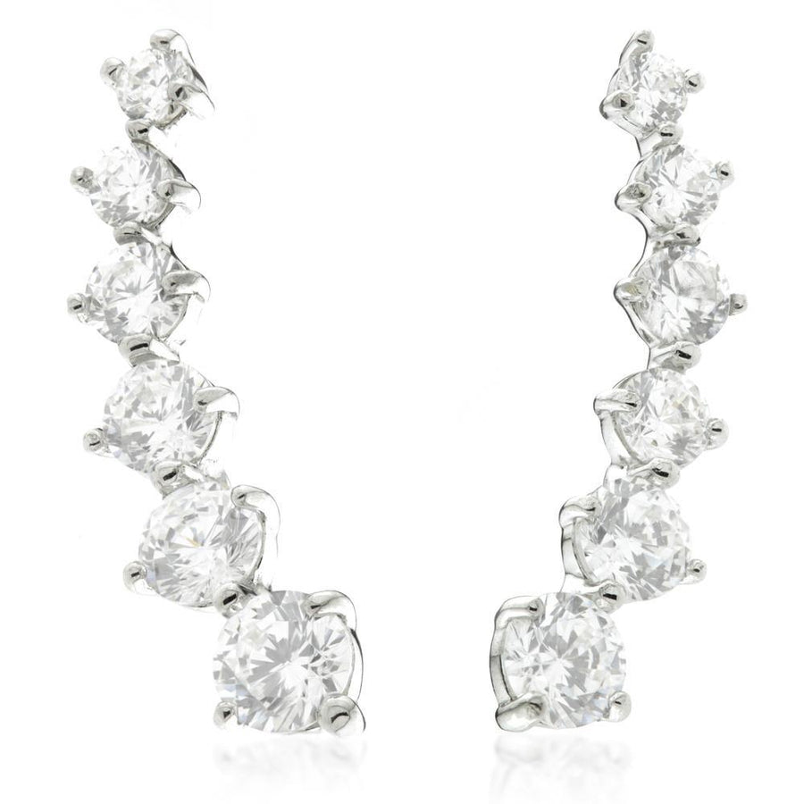 9ct Solid Gold Crystal Curved Ear Climber Earrings - ZuZu Jewellery