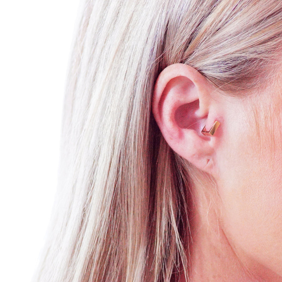 9ct Gold Flat Square 8mm Cartilage Huggie Earring - ZuZu Jewellery