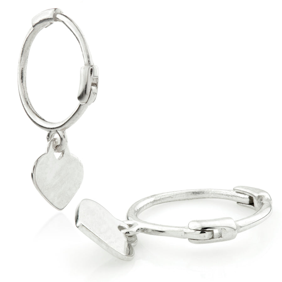 9ct Gold Heart Charm Cartilage Hoop Earring