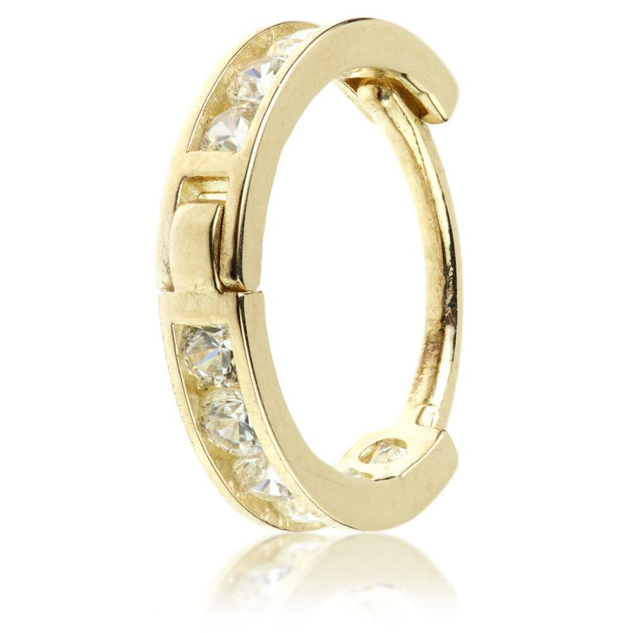 9ct Gold Channel Crystal Cartilage Huggie Hoop Earring - ZuZu Jewellery