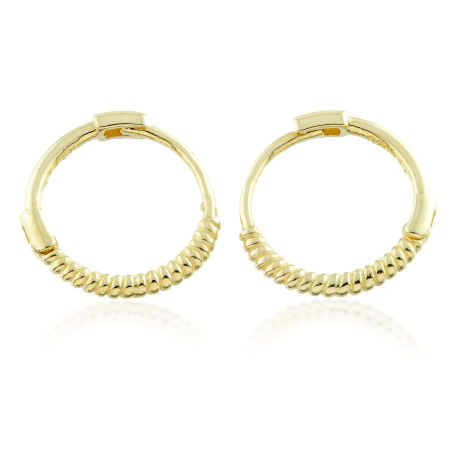 9ct Solid Gold Twist Patterned Hoop Earring - ZuZu Jewellery