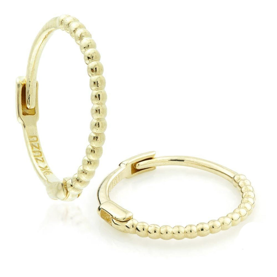 9ct Gold Dainty Beaded Hoop Earring - ZuZu Jewellery