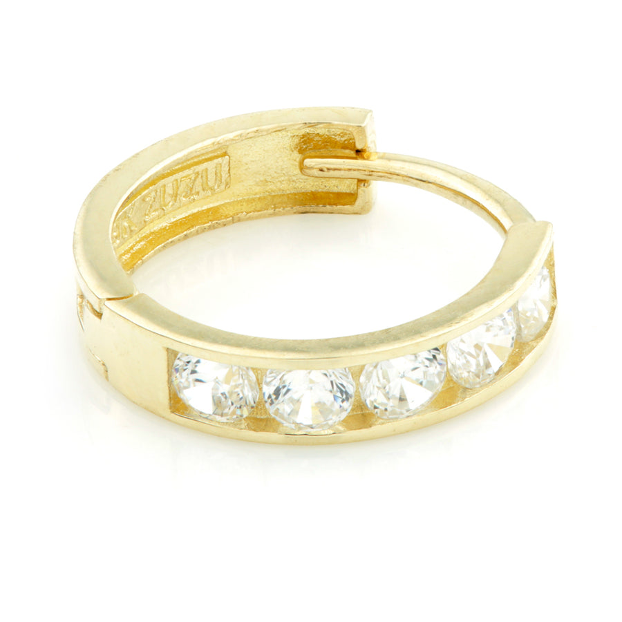 9ct Gold Cute Channel Set CZ Gem Hoop Huggies - ZuZu Jewellery