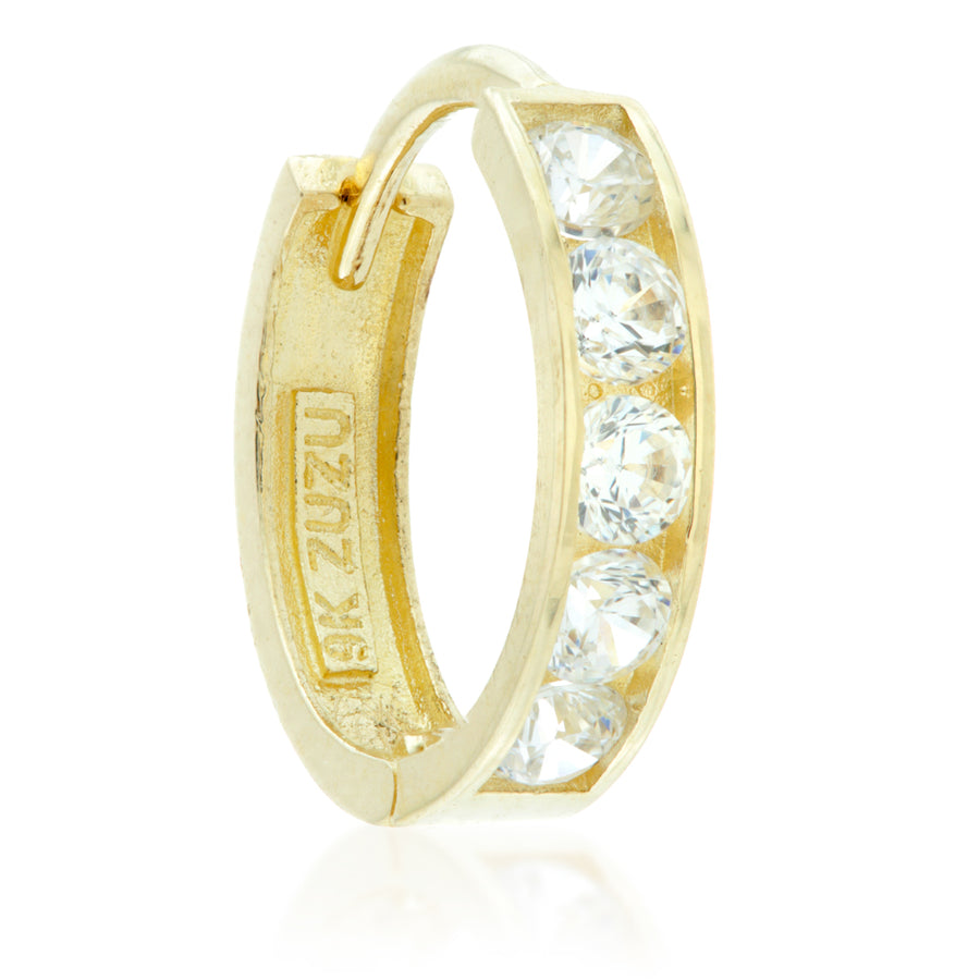 9ct Gold Cute Channel Set CZ Gem Hoop Huggies - ZuZu Jewellery