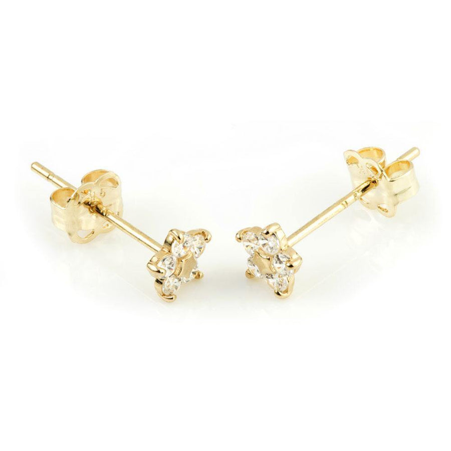 9ct Gold Multi CZ Gem Daisy Stud Earring - ZuZu Jewellery