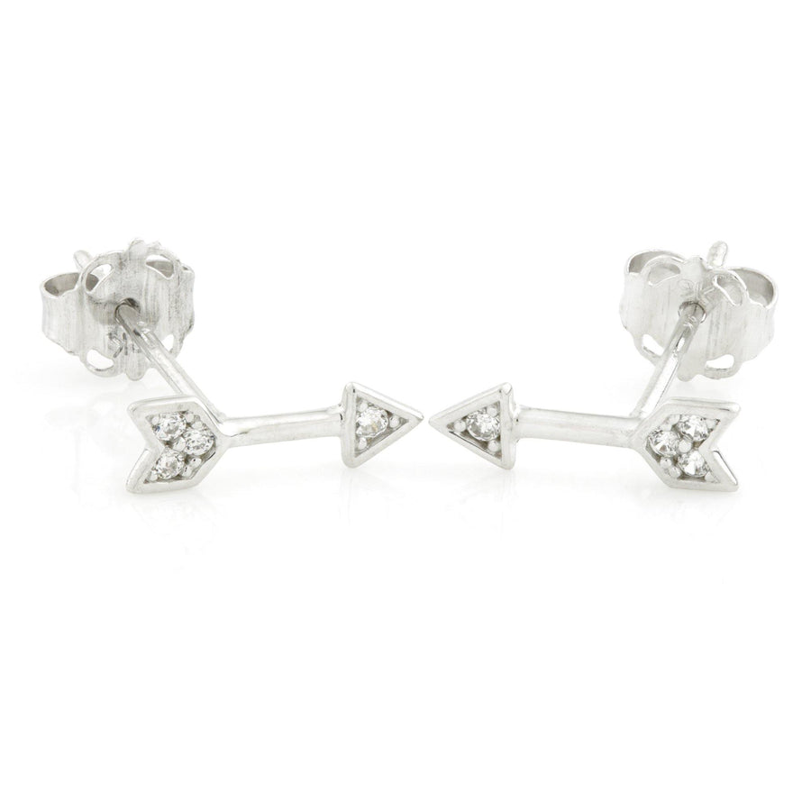 9ct Gold CZ Crystal Arrow Stud Earring - ZuZu Jewellery