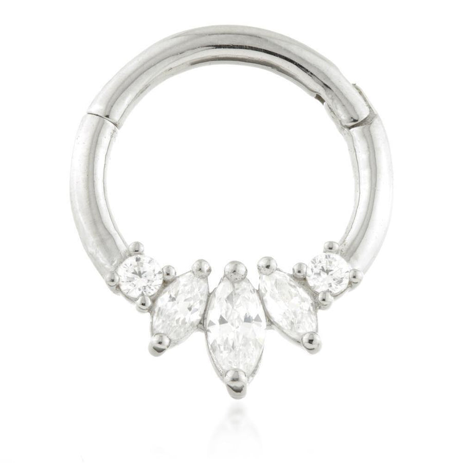 9ct Gold Front Facing Marquise Daith Ring - ZuZu Jewellery