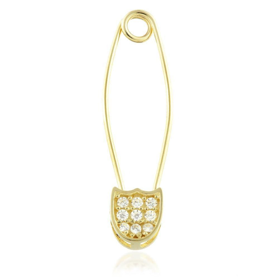 9ct Gold CZ Gem Safety Pin Earring - ZuZu Jewellery