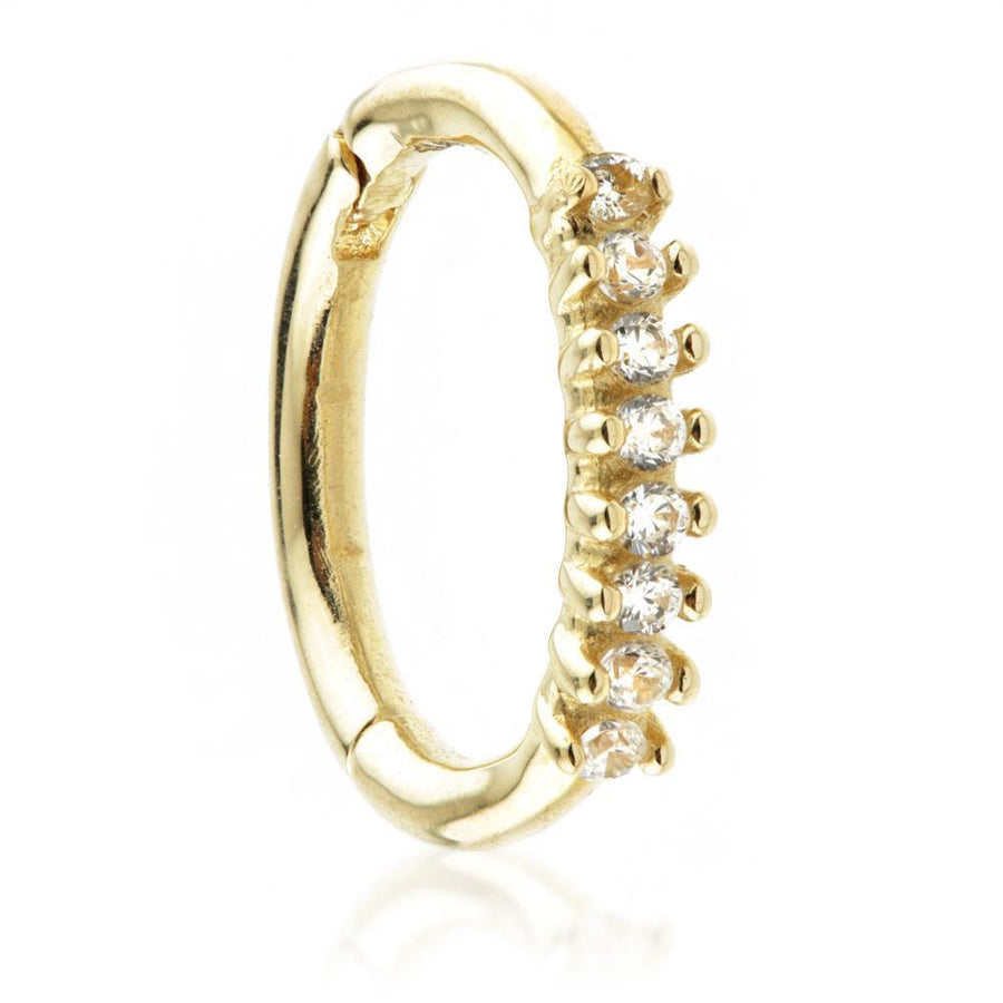 9ct Gold Hinge Rook Ring with CZ Gems - ZuZu Jewellery