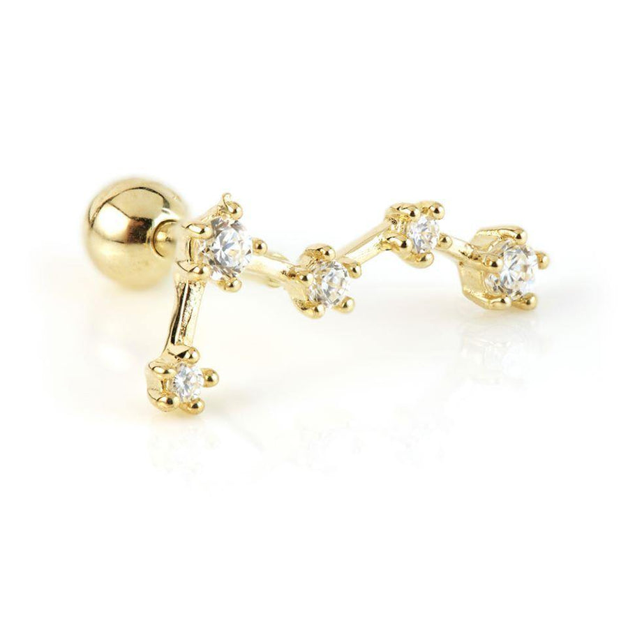 9ct Gold Five Gem Constellation Cartilage Bar - ZuZu Jewellery