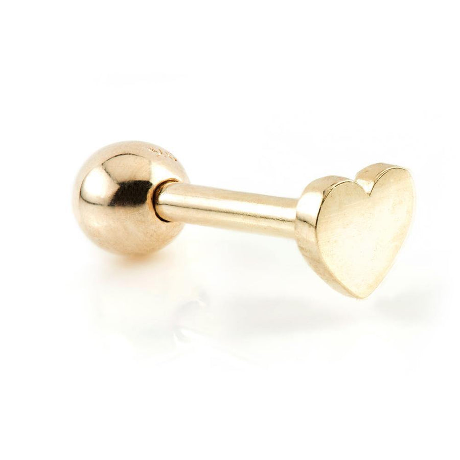 9ct Gold Plain Heart Cartilage Bar - ZuZu Jewellery