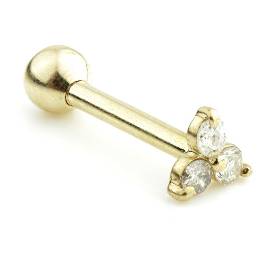 9ct Gold Trio Gem Cartilage Bar - ZuZu Jewellery