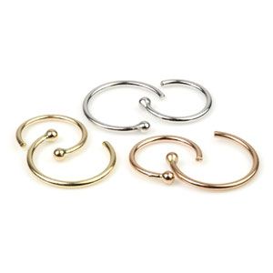 9ct Gold Small Plain Open Nose Ring - 1mm - ZuZu Jewellery