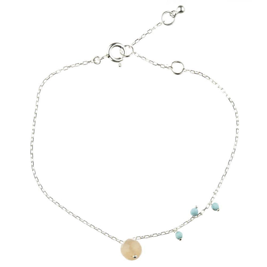 Maia Silver Bracelet with Peach Moonstone and Turquoise - ZuZu Jewellery