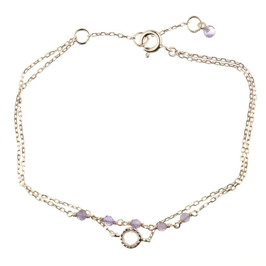 Hera Rose Gold Amethyst & Rose Quartz Layered Bracelet - ZuZu Jewellery