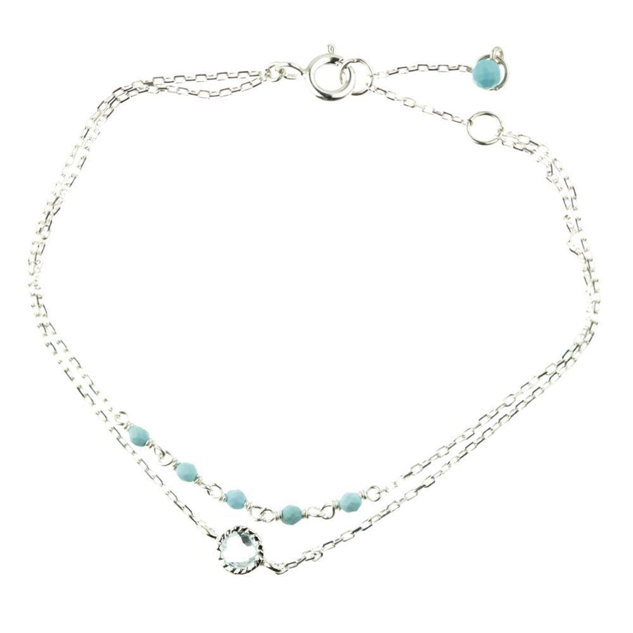 Hera Silver Turquoise & Blue Topaz Layered Bracelet - ZuZu Jewellery
