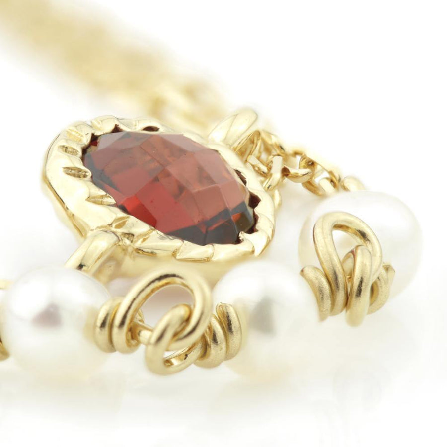 Gold Garnet & Pearl Layered Bracelet - ZuZu Jewellery