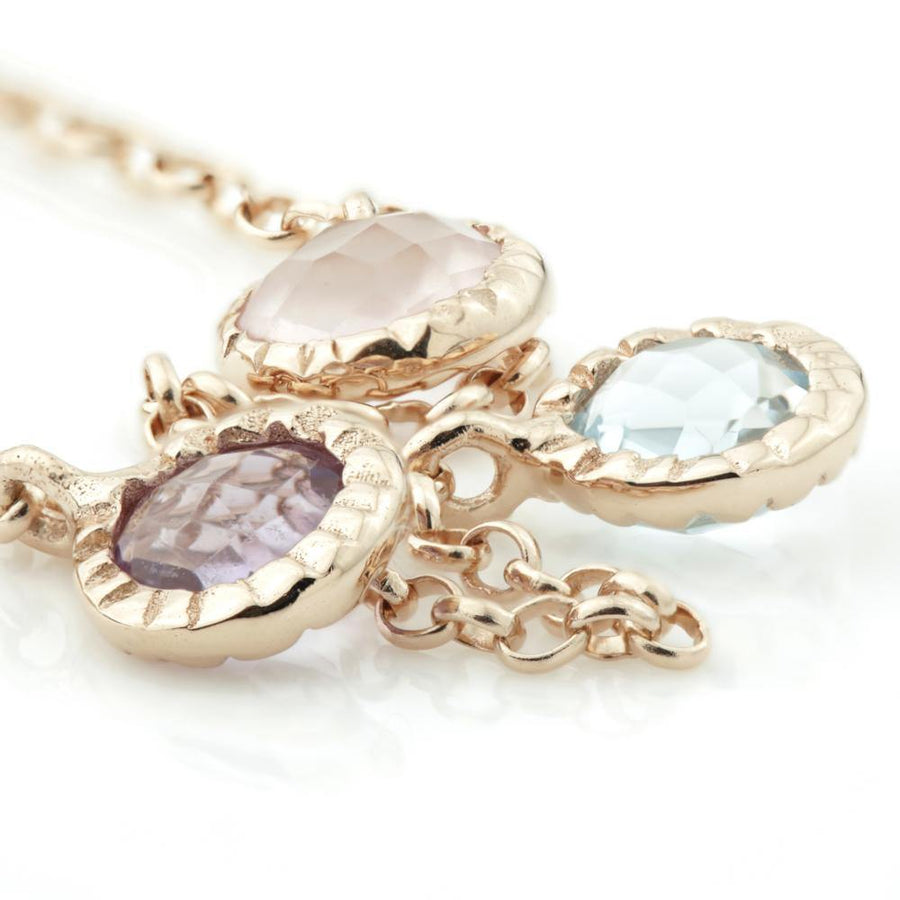Hera Rose Gold Amethyst Blue Topaz Rose Quartz Bracelet - ZuZu Jewellery