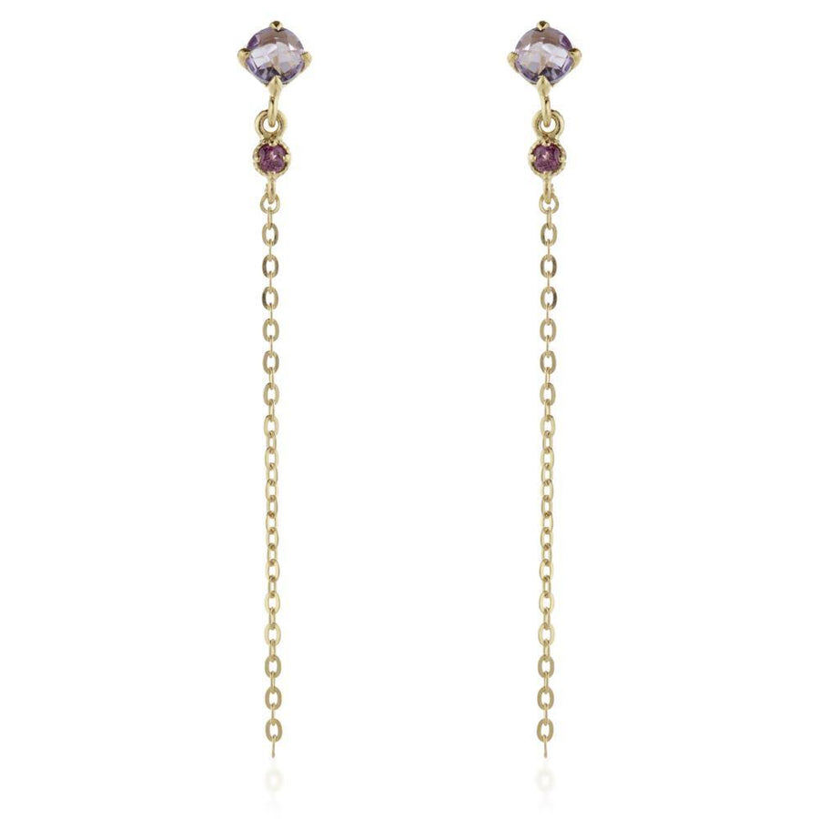 Leto Gold Vermeil Amethyst & Garnet Drop Earrings - ZuZu Jewellery