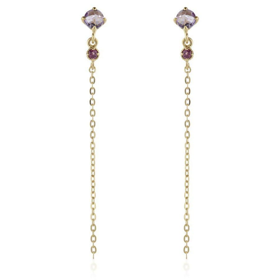 Leto Gold Vermeil Amethyst & Garnet Drop Earrings - ZuZu Jewellery