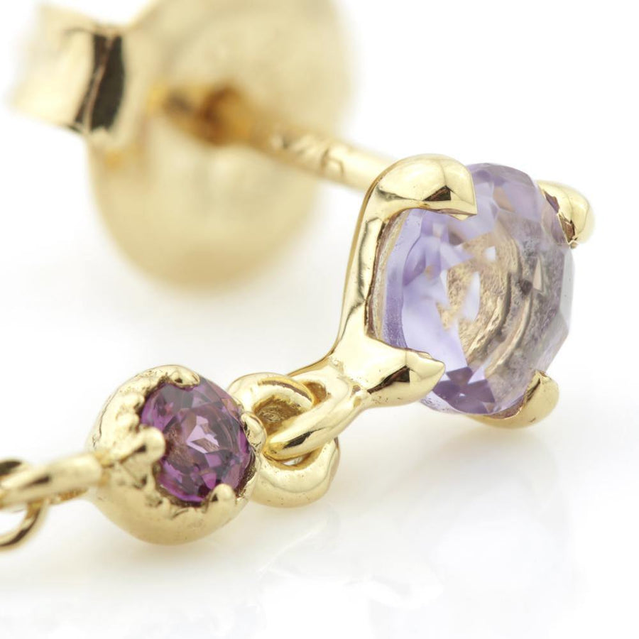 Leto Gold Vermeil Amethyst & Garnet Drop Earrings - ZuZu Jewellery