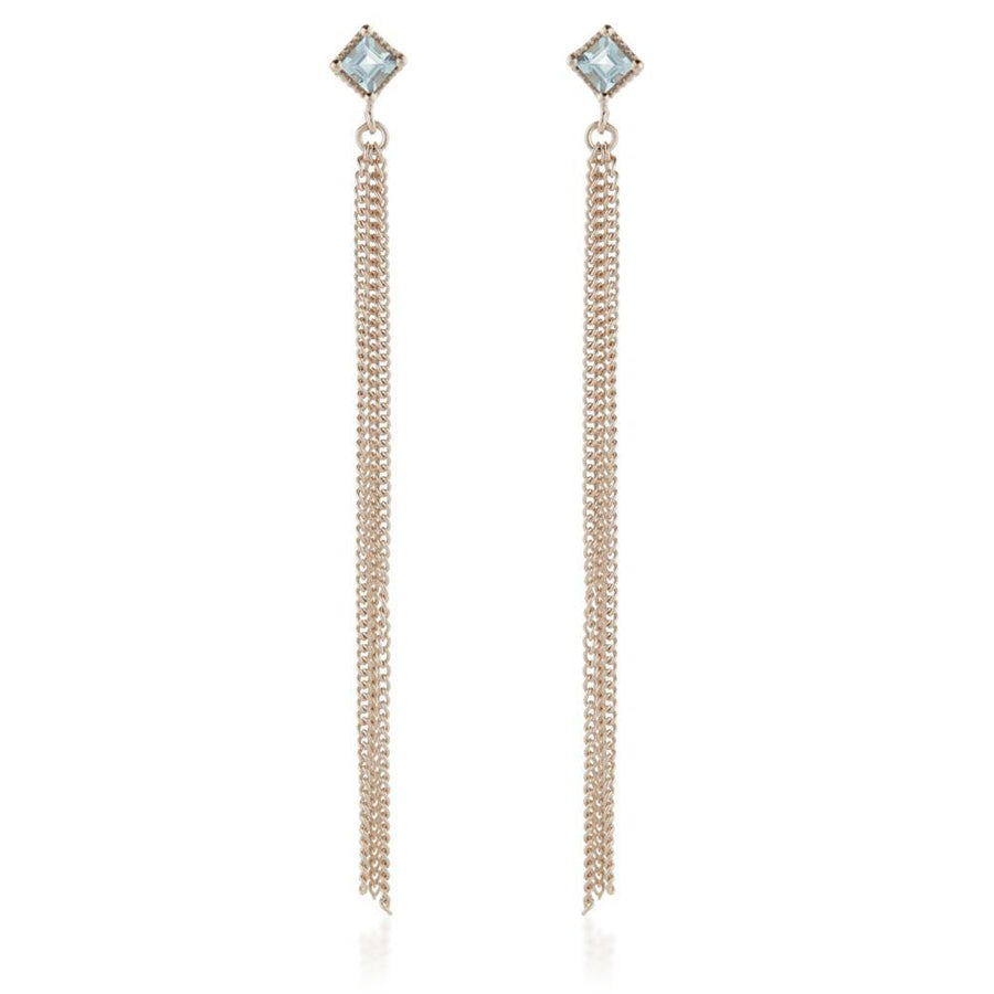 Ceto Rose Gold Blue Topaz Drop Earrings - ZuZu Jewellery