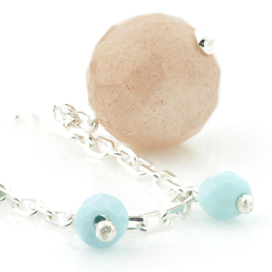 Maia Silver Choker Necklace With Peach Moonstone and Turquoise - ZuZu Jewellery