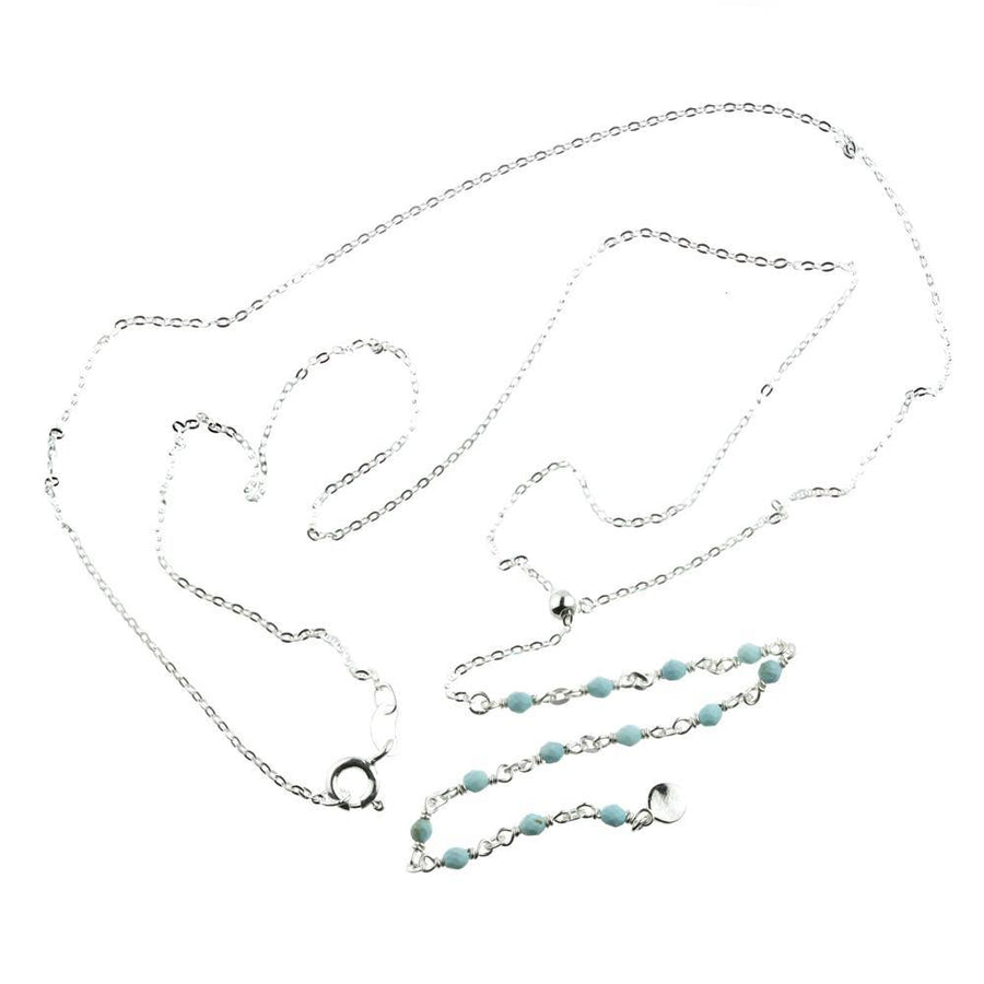 Aphrodite Sterling Silver Turquoise Lariat Necklace - ZuZu Jewellery