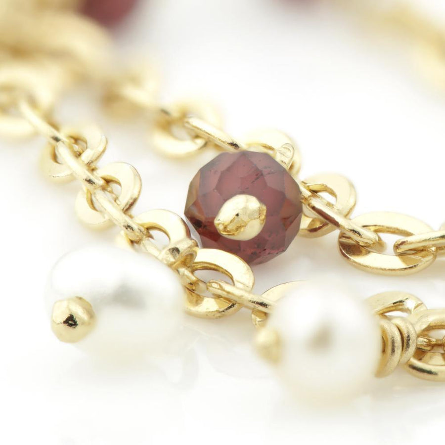 Gold Vermeil Garnet & Pearl Tie Long Necklace - ZuZu Jewellery