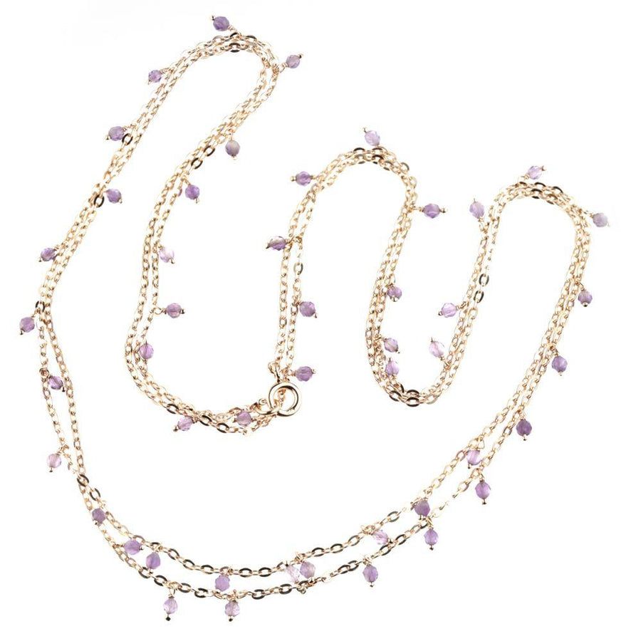 Aphrodite Rose Gold Amethyst Long Necklace - ZuZu Jewellery