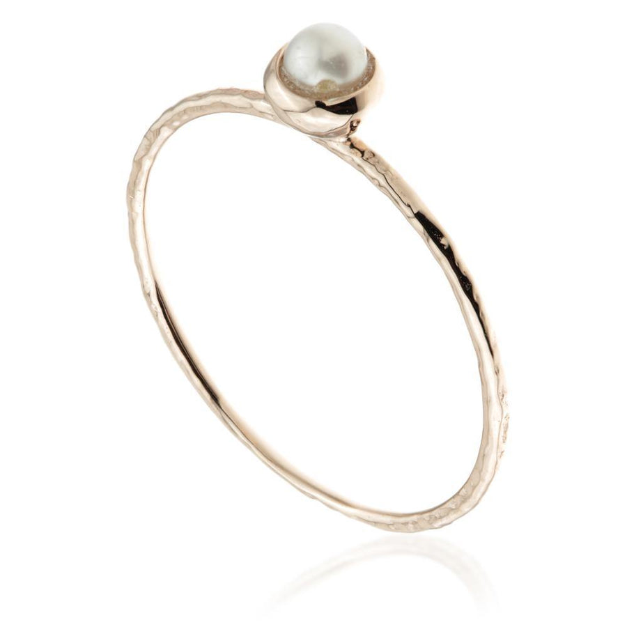 Rose Gold Round Pearl Stacking Ring - ZuZu Jewellery