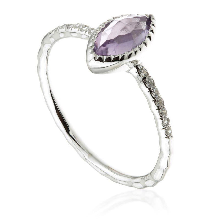 Amethyst Marquise Silver Ring - ZuZu Jewellery