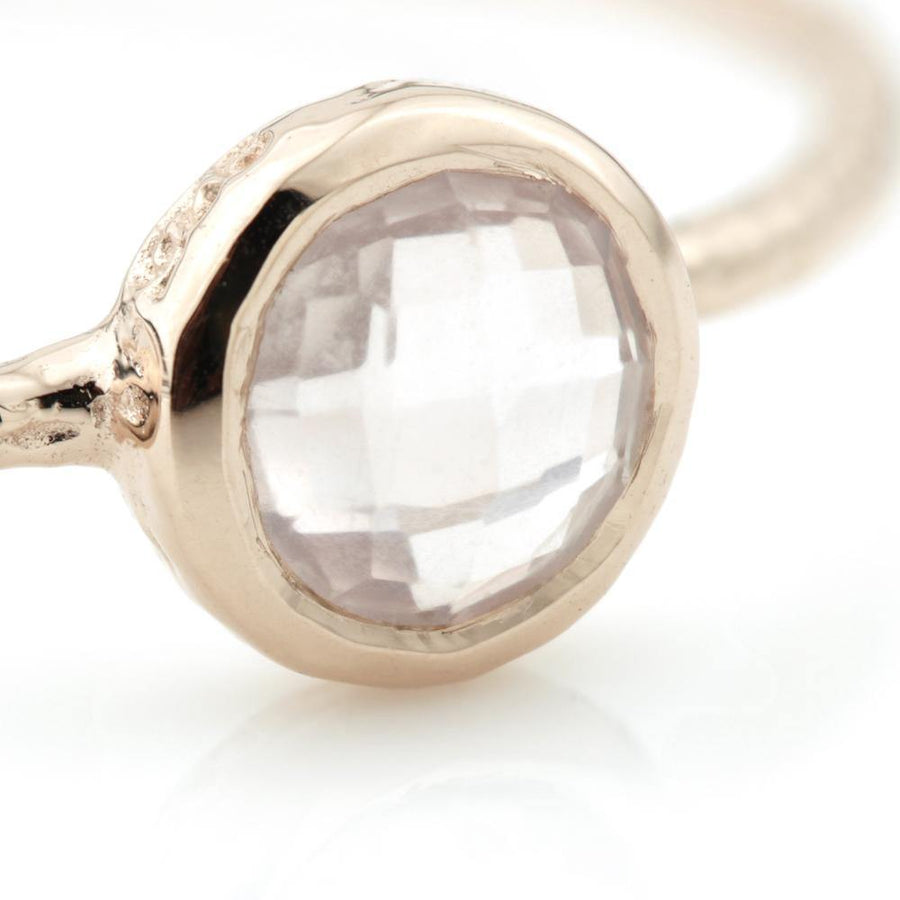 Hera Rose Gold Rose Quartz Stacking Ring - ZuZu Jewellery