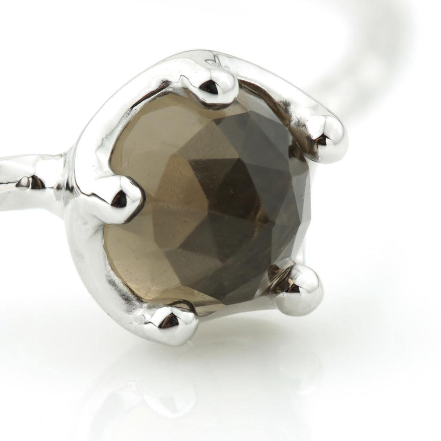 Leto Silver Smokey Quartz Stacking Ring - ZuZu Jewellery