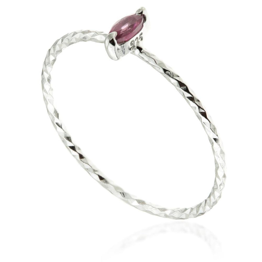 Silver Garnet Marquise Stacking Ring - ZuZu Jewellery
