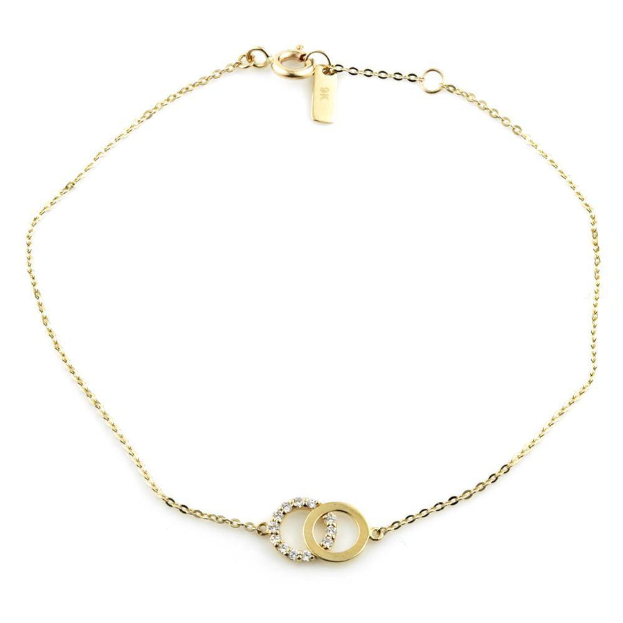 9ct Gold Double Circle Chain Bracelet - ZuZu Jewellery