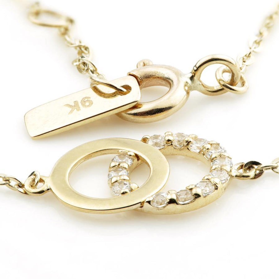 9ct Gold Double Circle Chain Bracelet - ZuZu Jewellery