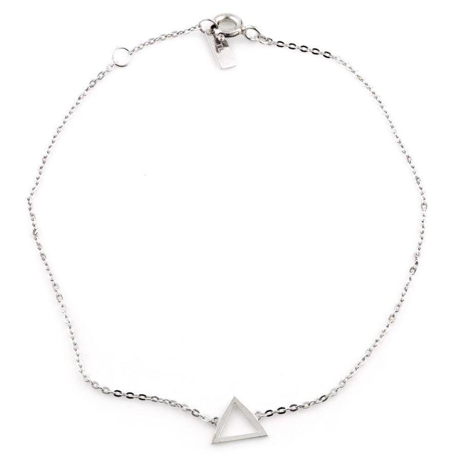 9ct White Gold Dainty Triangle Chain Bracelet - ZuZu Jewellery