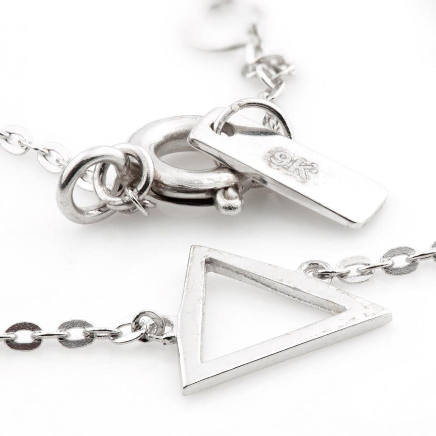9ct White Gold Dainty Triangle Chain Bracelet - ZuZu Jewellery