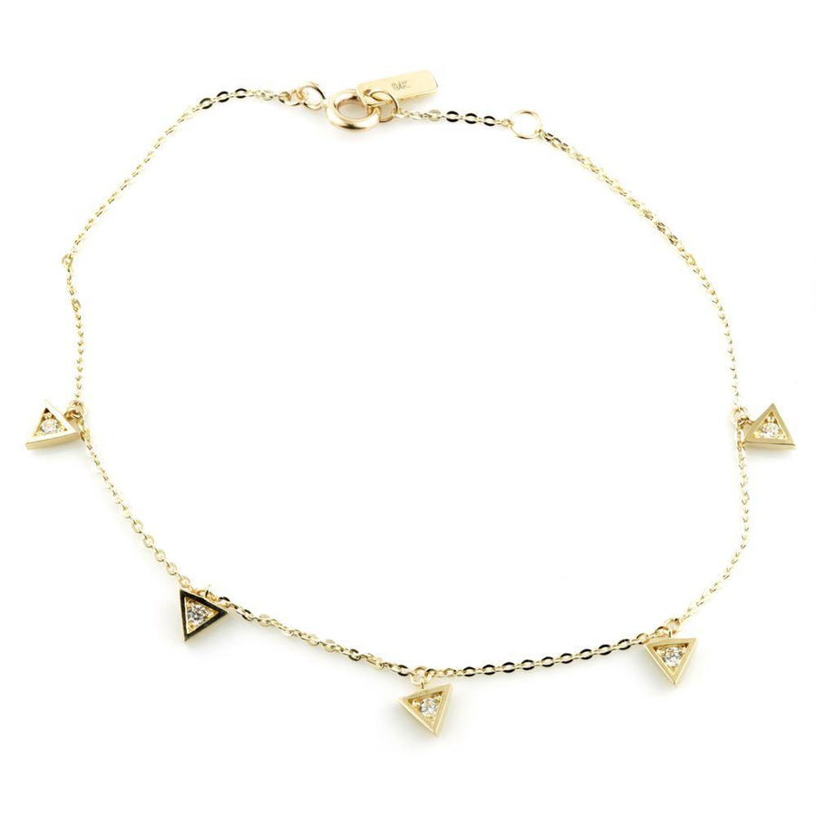 9ct Gold Crystal Triangle Charm Bracelet - ZuZu Jewellery
