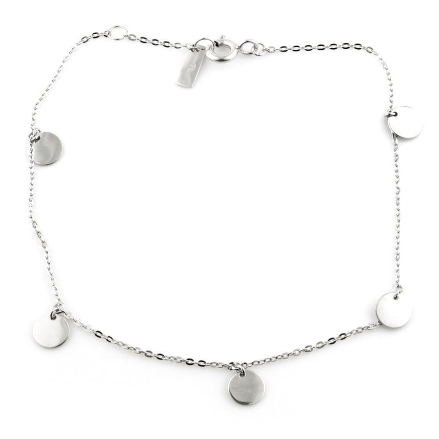 9ct White Gold Dainty Circle Charm Bracelet - ZuZu Jewellery