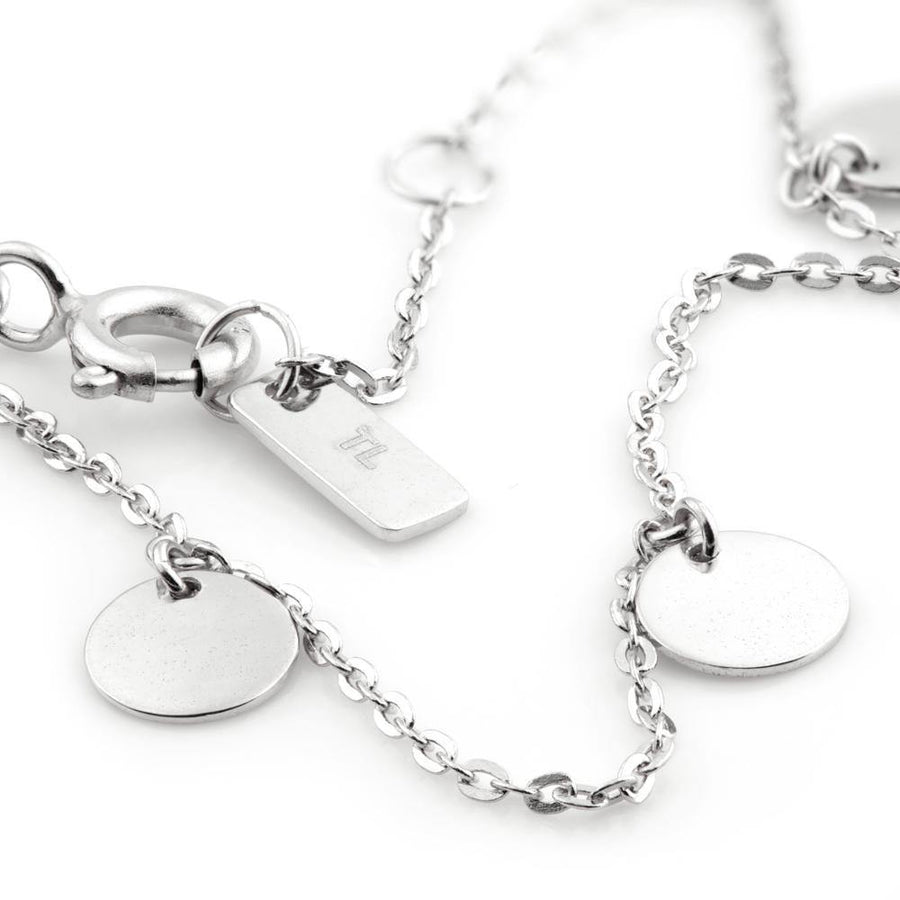 9ct White Gold Dainty Circle Charm Bracelet - ZuZu Jewellery