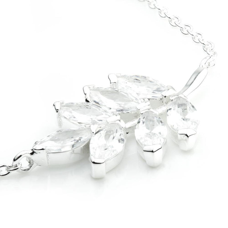 Sterling Silver Bracelet With Crystal Rowan Leaf - ZuZu Jewellery