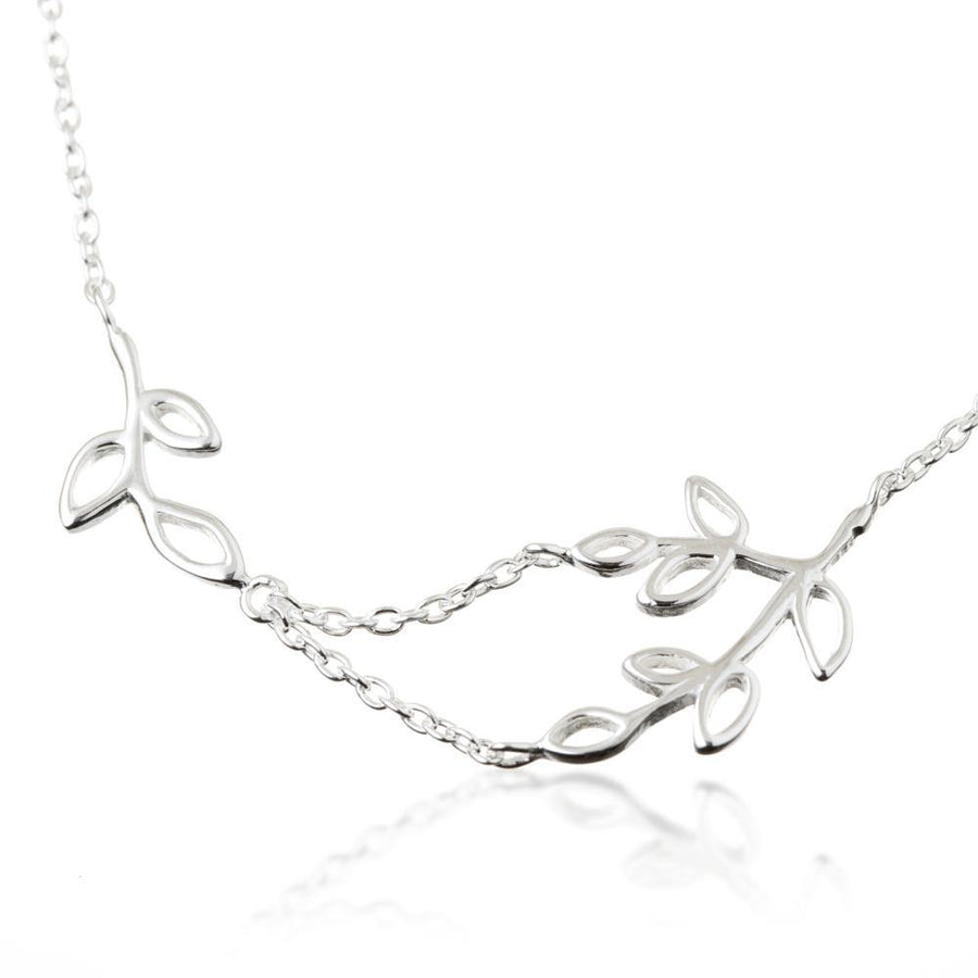 Rhodium Silver Bracelet With Ash Leaf - ZuZu Jewellery