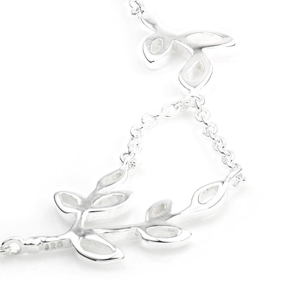 Rhodium Silver Bracelet With Ash Leaf - ZuZu Jewellery